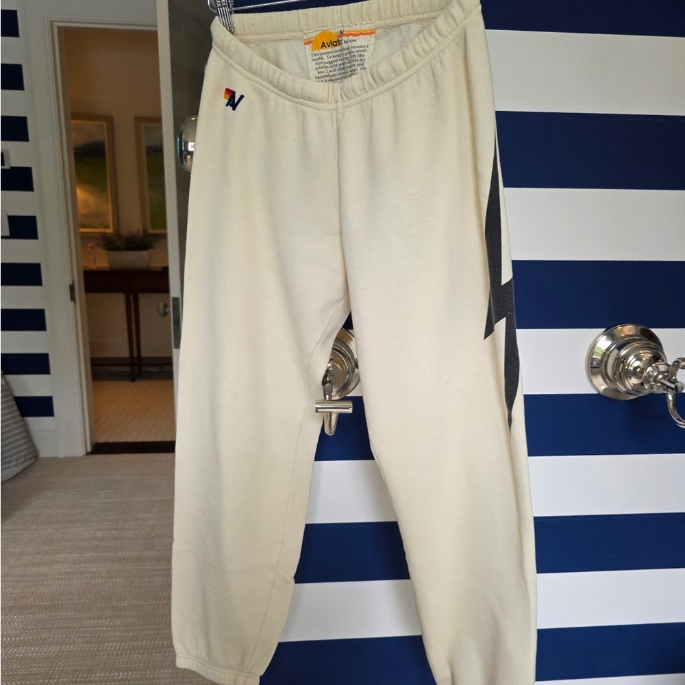 Aviator Nation Cream Sweatpants Relaxed Fit
